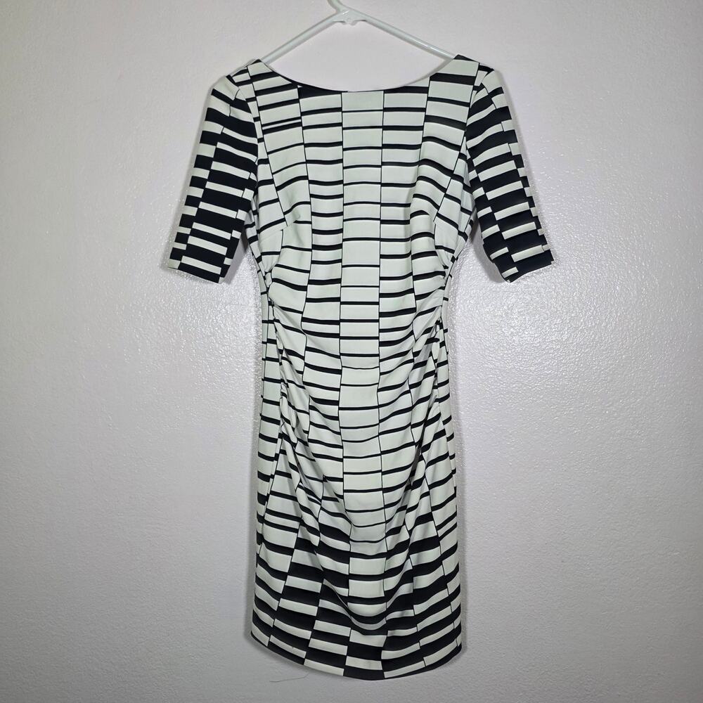Vince Camuto Striped Ruched Waist Sheath Dress Navy Ivory Women’s Size 2